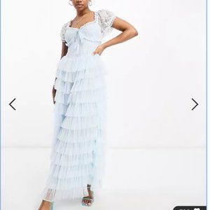 Amy Jane London Sofia lace tiered maxi dress in light blue